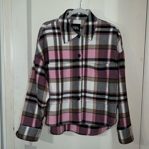 Zara pink plaid jacket size M